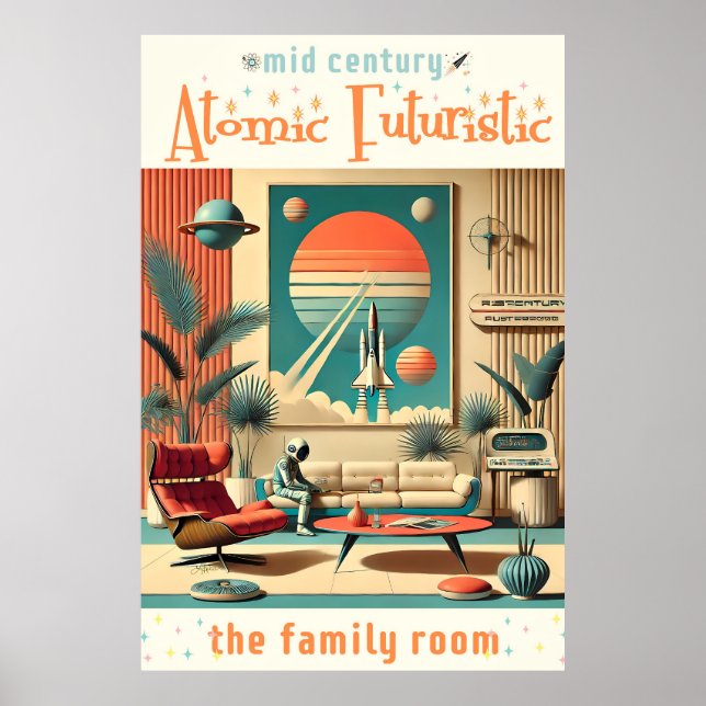 Familjerum för atomFuturistiska Florida Space Age Poster (Framsidan)