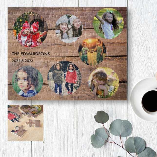 Familjesamling 7 foton Familj namn är unik Pussel (Great fun ! Personalized family photo collage, family name and year, jigsaw puzzle. )