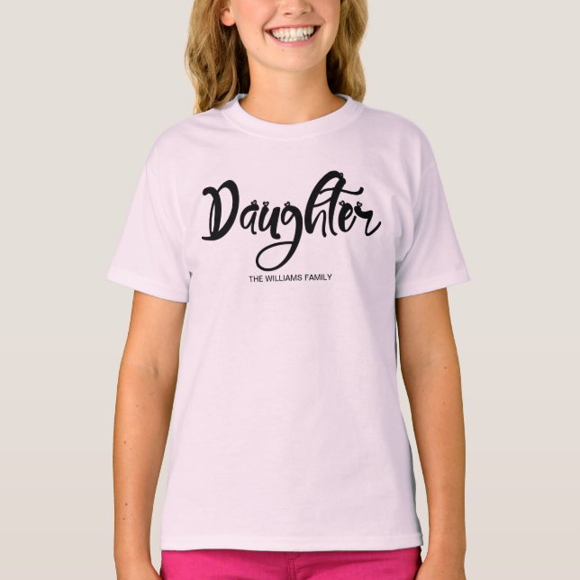Familjesamling Cute Hearts Dotter T-Shirt (Framsida)