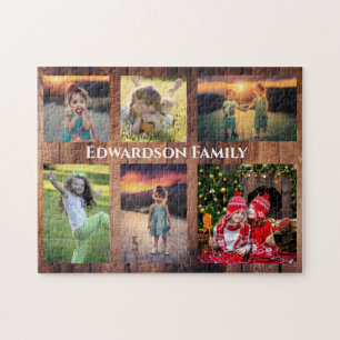Familjesamlingar 6 foton och familjen namn pussel