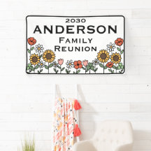 Familjesammankomst Banner Anpassad Solros Blommig