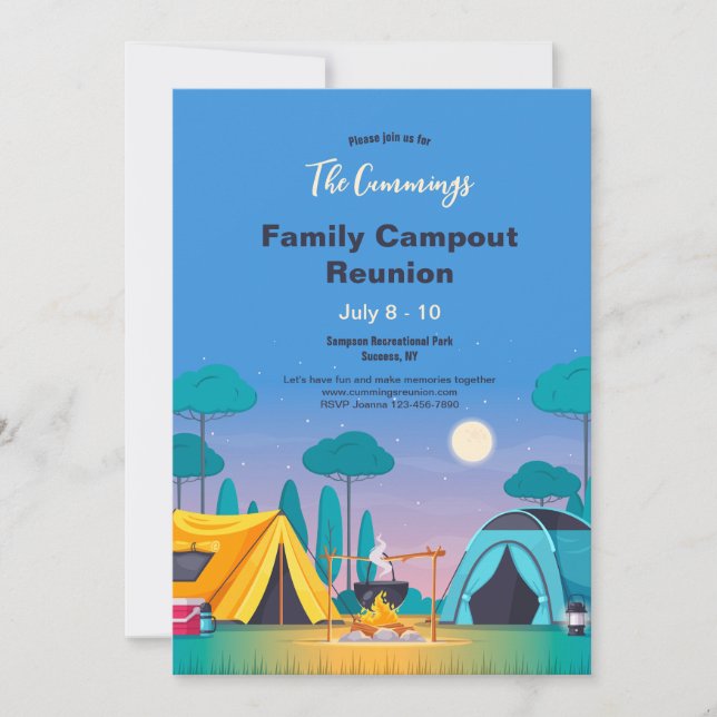 Familjesammankomst Camping  Inbjudningar (Framsida)