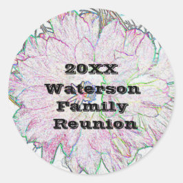 Familjesammankomst Konstnärlig Blomma Rosa Kuvert  Runt Klistermärke