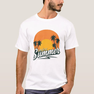 Familjesammankomst sommar solnedgång strand palmer t shirt