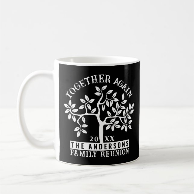 Familjesammankomstträd, namn och datum kaffemugg (Vänster)