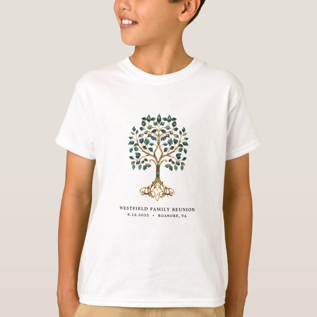 Familjesammanträde Smaragdträd des Livs T Shirt (Framsida)