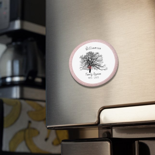 Familjesammanträdes Trädsouvenir | Roséguld Glitte Magnet (Skapare uppladdad)