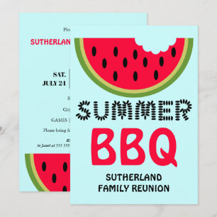 Familjesammanträffes grillfest vattenmelon och frö inbjudningar
