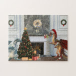 Familjescenen Jultomte Dragon Pussel<br><div class="desc">Den här designen kan vara personlig om du väljer Redigera design. Du kan också överföra till andra objekt. Kontakta mig på colorflowcreations@gmail.com eller använda alternativet chatta överst på sidan om du vill ha den här designen på en annan produkt eller behöver hjälp. Se mer av mina design eller följ mig...</div>