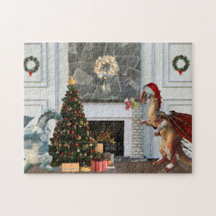 Familjescenen Jultomte Dragon Pussel