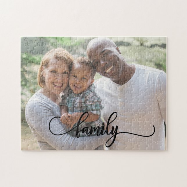 Familjescript | Anpassad familjefoto Pussel (Horisontell)