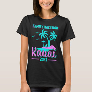 Familjesemester 2023 Palmträd Hawaii Kauai Strand T Shirt