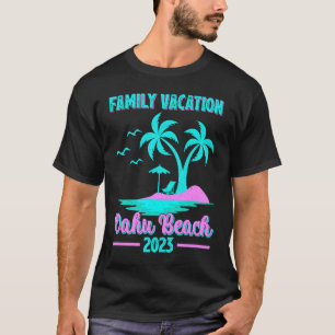 Familjesemester 2023 Palmträd Hawaii Oahu Strand T Shirt