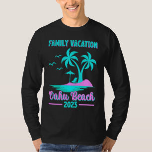 Familjesemester 2023 Palmträd Hawaii Oahu Strand T Shirt