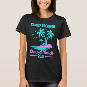 Familjesemester 2023 Palmträd Mexiko Cozumel Stran T Shirt