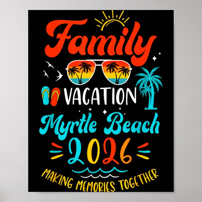 Familjesemester 2026 Myrtle Beach Matchande Sommar Poster (Framsidan)