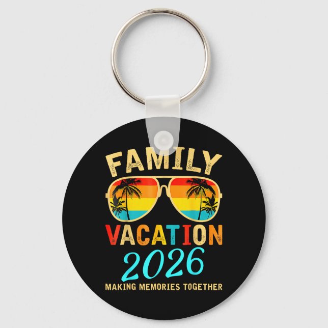 Familjesemester 2026 Strand Matchande Sommar Nyckelring (Framsida)
