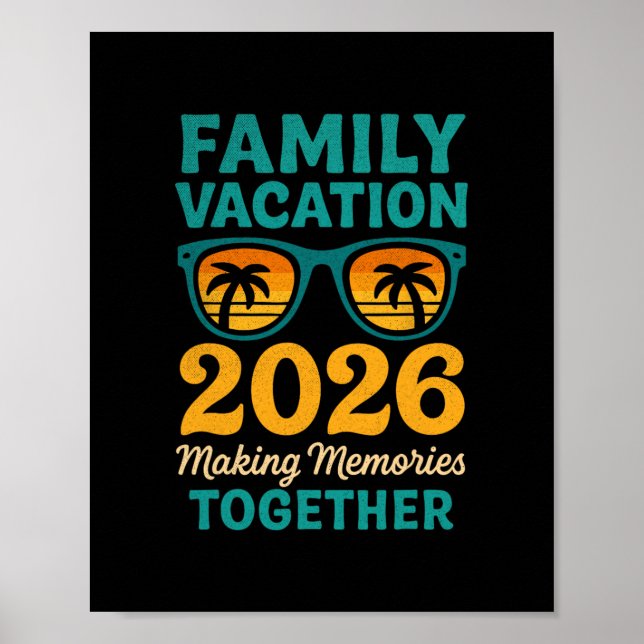 Familjesemester 2026 Tropiska solnedgångsminnen  Poster (Framsidan)