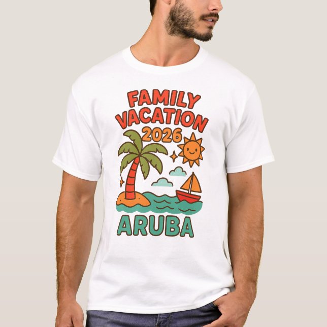 Familjesemester Aruba 2026 T Shirt (Framsida)
