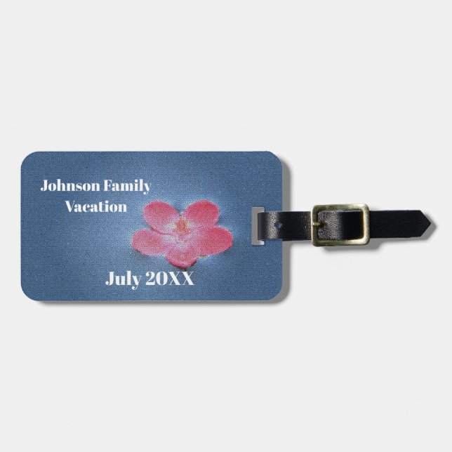 Familjesemester Blommig Minimalistisk Rosa Blomma Bagagebricka (Horisontell Framsida)