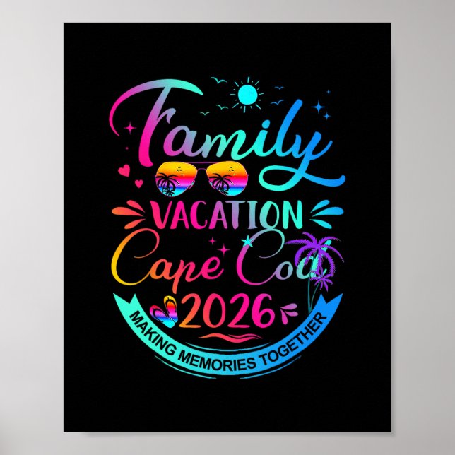 Familjesemester Cape Cod 2026 Palmträd Present Poster (Framsidan)