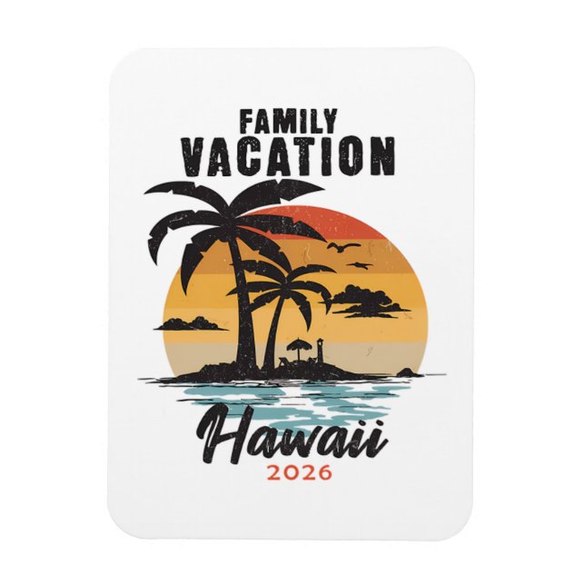 Familjesemester Hawaii 2026 Tropisk Magnet (Vertikal)