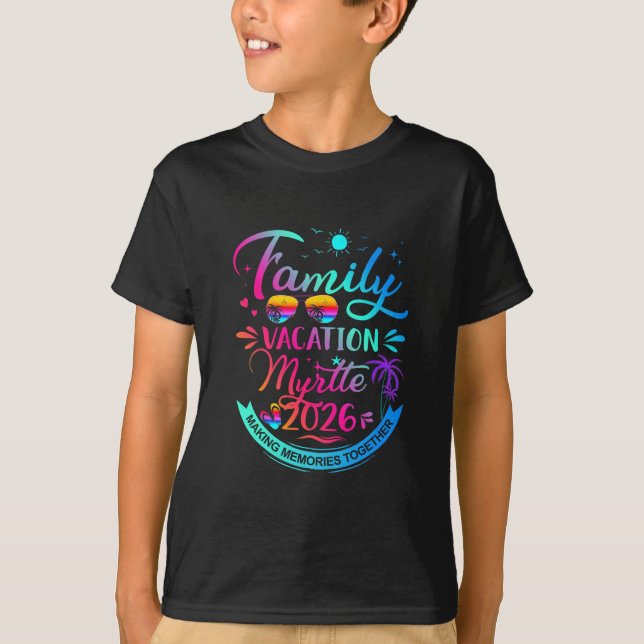 Familjesemester Myrtle 2026 Palmträd Present T Shirt (Framsida)