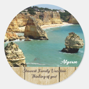 Familjesemester på Algarve-stranden i Portugal Runt Klistermärke