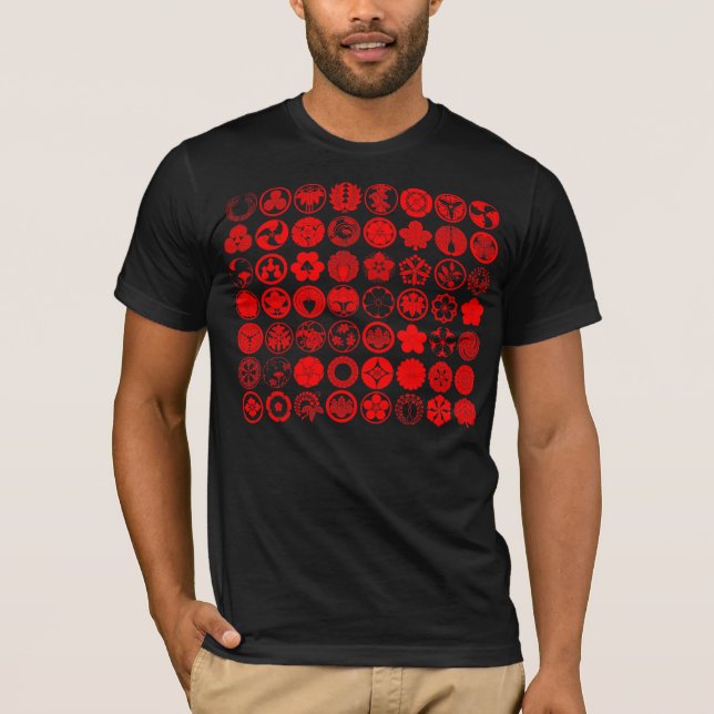 [Familjeskapande] Blommor och växter (röda symbole T-shirt (Framsida)