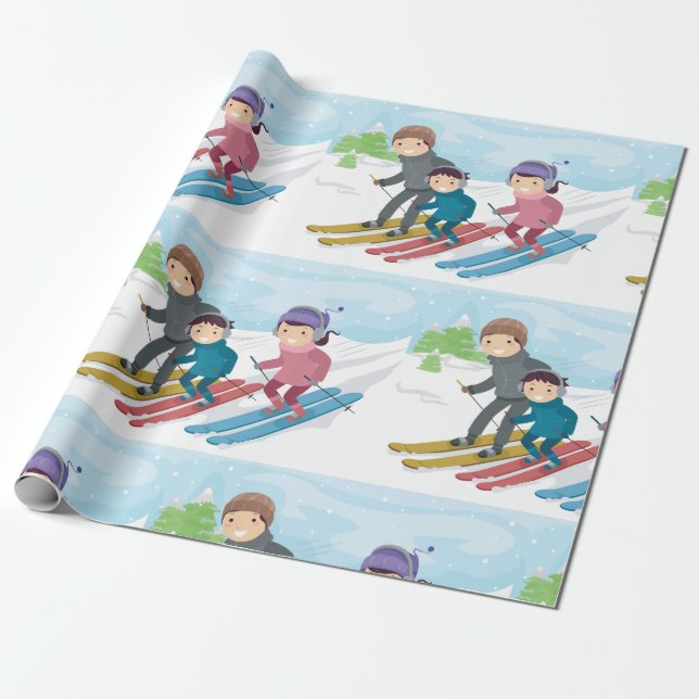 Familjeskidrott Vintersnö Scen Presentpapper (Utrullad)