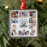 Familjeskrävande minnen Keepsaké Photo Collage Julgransprydnad Metall<br><div class="desc">Modern fotokönskaraktär ornament</div>
