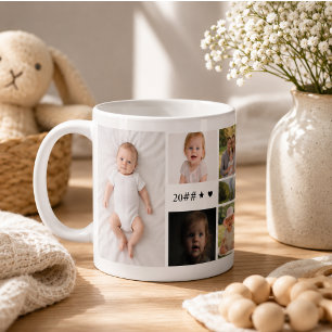 Familjesommarfotocollage med 6 bilder ☀️ Kaffemugg