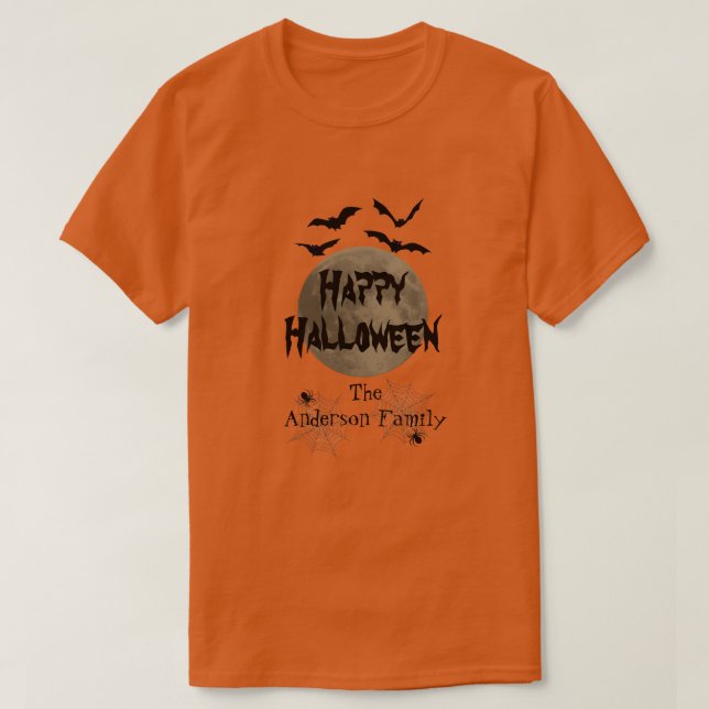 Familjespoky Modern Happy halloween Manar T Shirt (Design framsida)