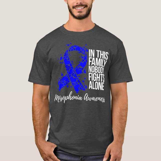 Familjestöd Blue Ribbon Misophonia Awareness T Shirt (Framsida)