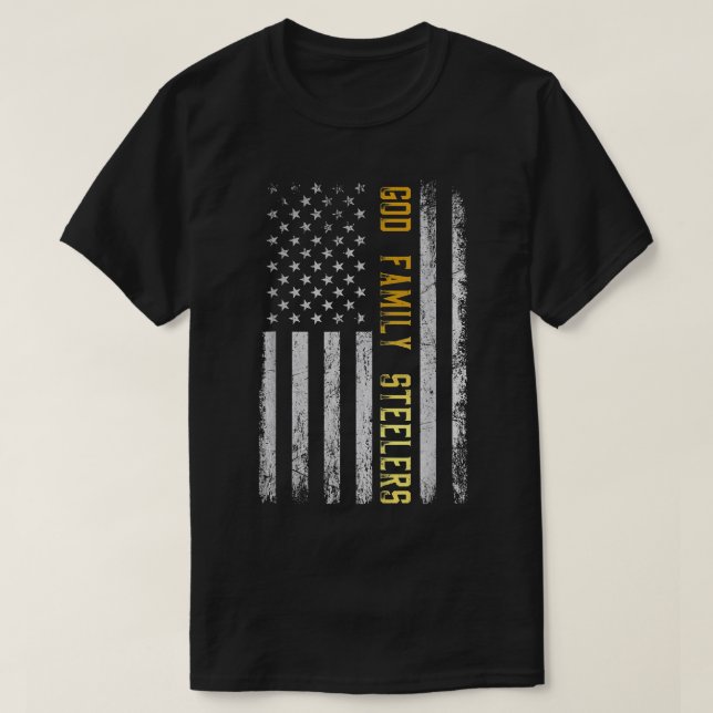 Familjestyrare i Gud - veteran i Amerikanska flagg T Shirt (Design framsida)
