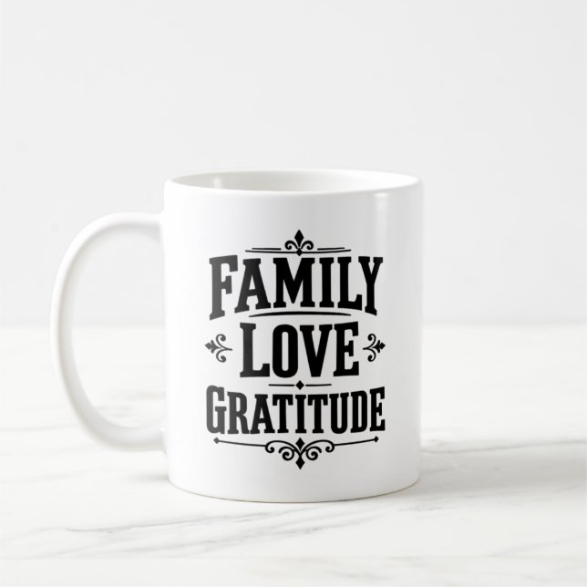 Familjetacksamhet Thanksgiving Kaffemugg (Vänster)
