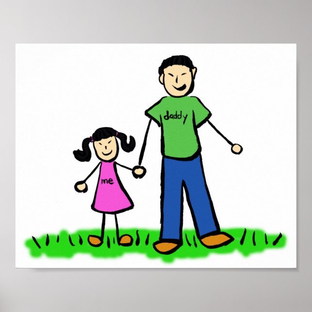 Familjetecken för far och Anpassningsbar för dotte Poster (Framsidan)