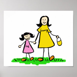 Familjetecken för mor och Anpassningsbar för dotte Poster