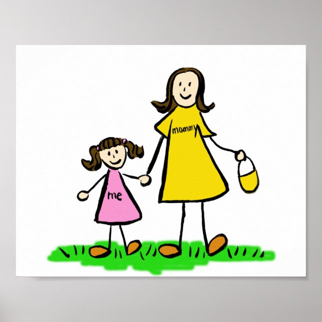 Familjetecken för mor och Anpassningsbar för dotte Poster (Framsidan)