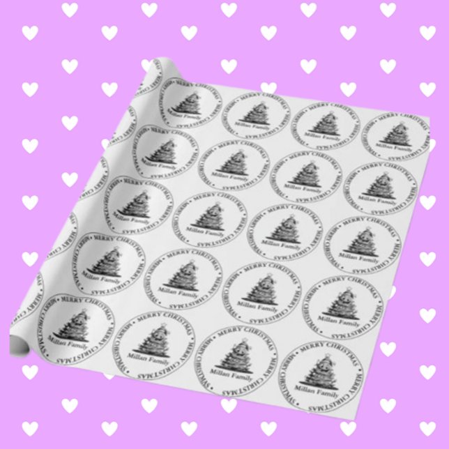 Familjetema Julgran Presentpapper (Wrap your gifts with love using our Family Christmas theme wrapping paper)