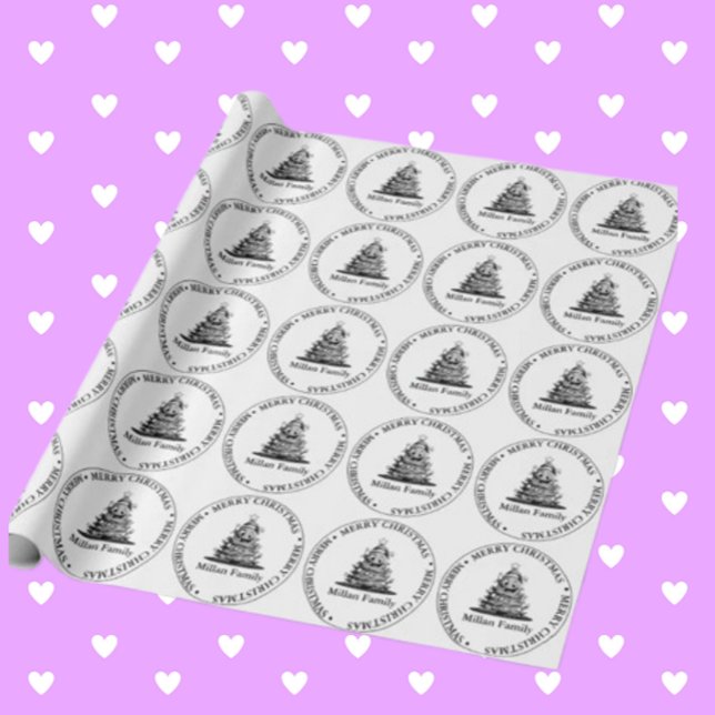 Familjetema Julgran Presentpapper (Wrap your gifts with love using our Family Christmas Tree theme wrapping paper.)