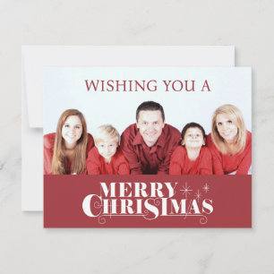 Familjetemat rött God jul önskedesign Julkort