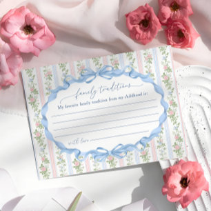 Familjetraditioner för rosa och blått Blommigt Tilläggskort