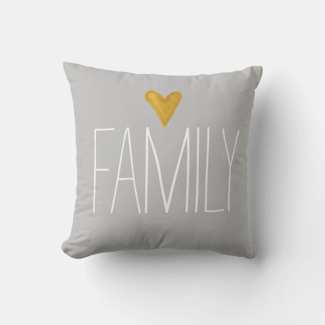 "Familjetypografi", dove grått Kudde (Framsida)