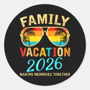 Familjeutflykt 2026 Strand Matchande Sommar Runt Klistermärke