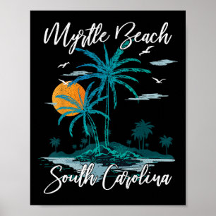 Familjeutflykt Retro solnedgång South Carolina Myr Poster