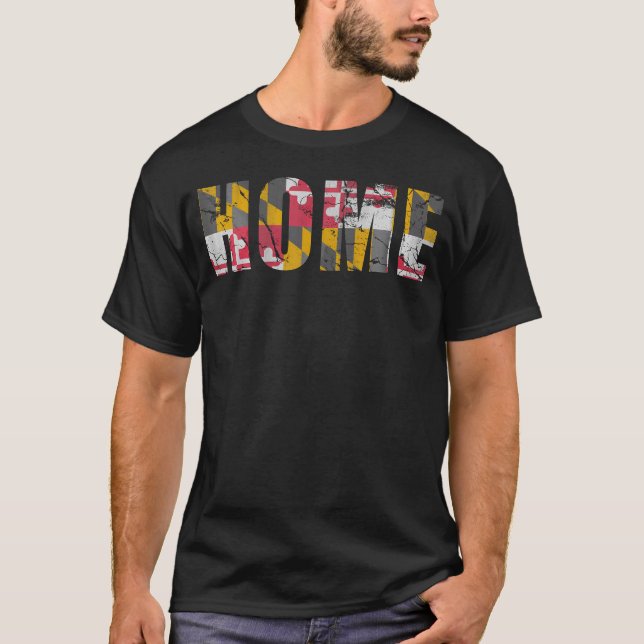 Familjeutmattning för Maryland Flagga Home Kärlek T Shirt (Framsida)