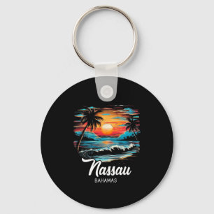 Familjevacation Retro Sunset Bahamas Nau Nyckelring
