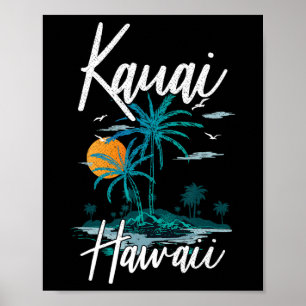 Familjevacation Retro Sunset Hawaii Kauai Poster