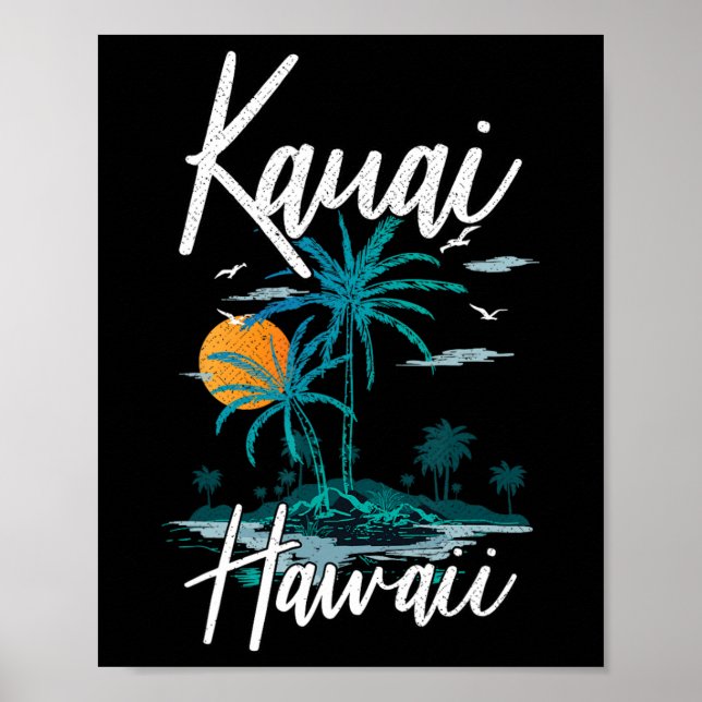 Familjevacation Retro Sunset Hawaii Kauai Poster (Framsidan)